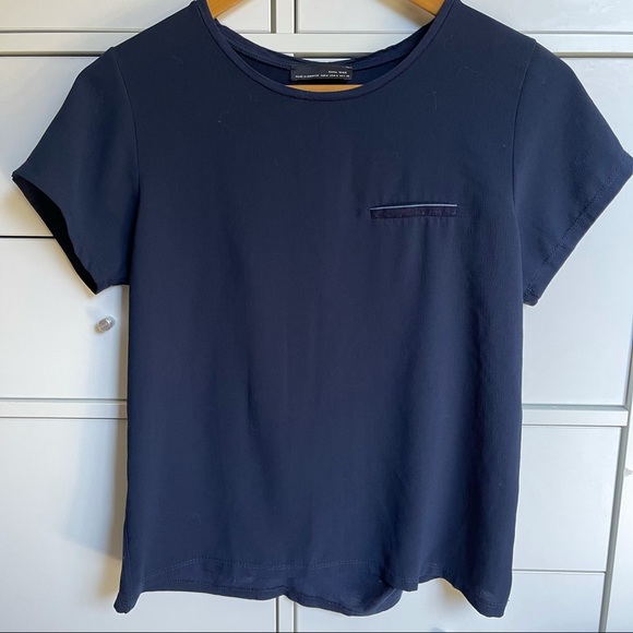 ZARA Size M Navy Blouse - Picture 2 of 9